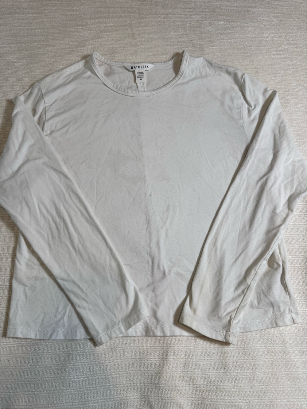 Athleta White Crewneck Long Sleeve Top